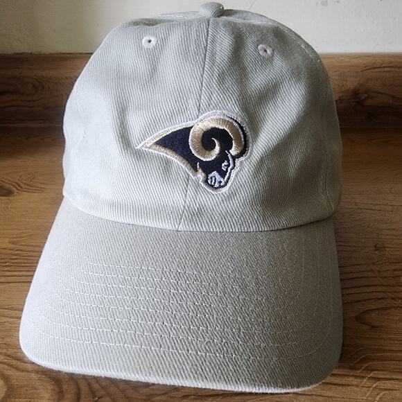 Los Angeles Rams Baseball Cap Embroidered Logo Adjustable Strap Tan Adult - Picture 1 of 9
